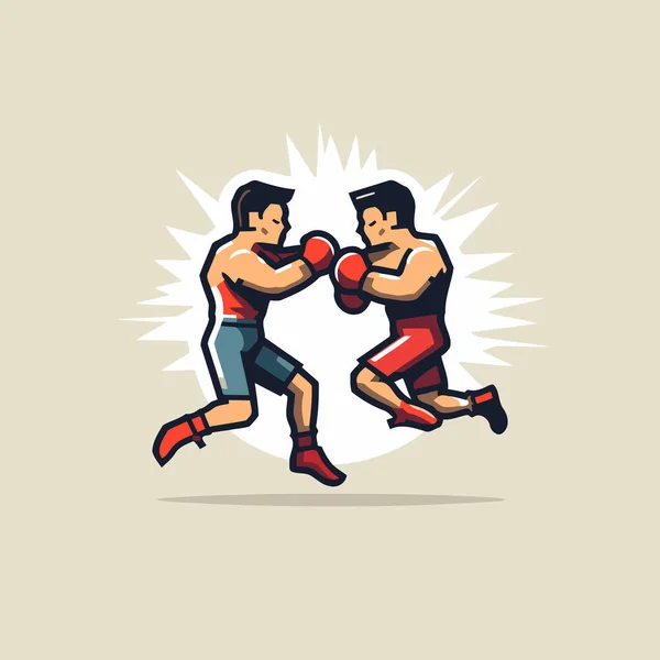 Boxe Match Vector Illustration Due Pugili Azione Movimento — Vettoriale Stock