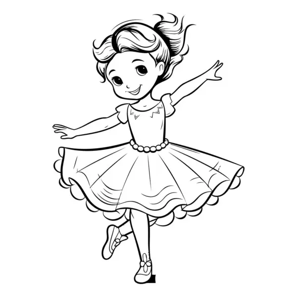 Schattig Klein Meisje Ballerina Een Tutu Vectorillustratie — Stockvector