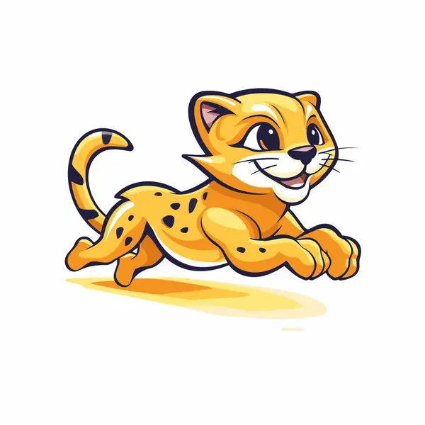 Cheetah Cartoon Character Vector Illustration Isolated White Background — Stock Vector