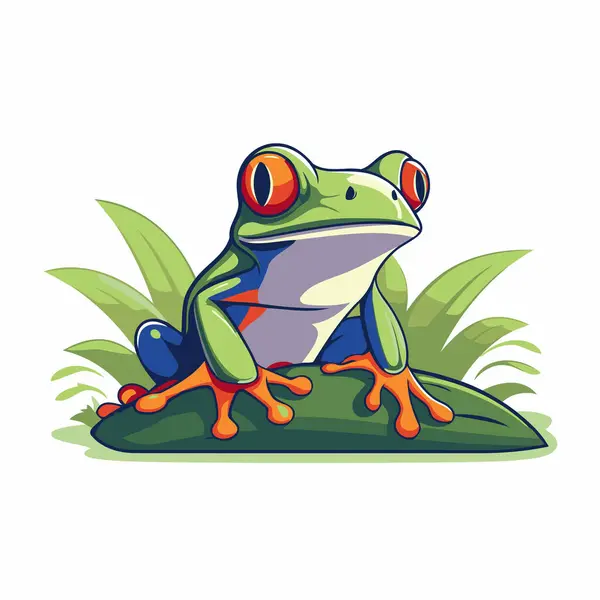 Frog Cartoon Character Isolated White Background Vector Illustration — Stock Vector
