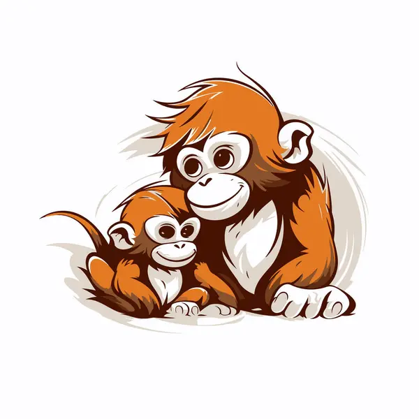 Monkey Baby Vector Illustration Isolated White Background — Stock Vector