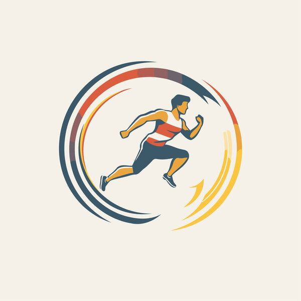 Running man logo design template. Athlete running vector logo. Modern running logo.