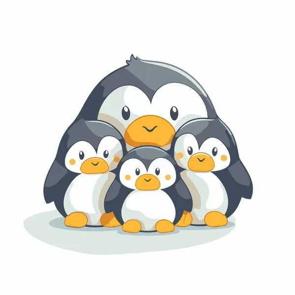 Pinguinfamilie Niedliche Zeichentrickfilm Pinguin Vektor Illustration — Stockvektor