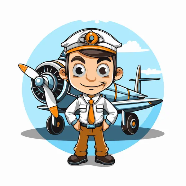 Airplane Pilot Airplane Sky Character Vector Illustration Design — Stock Vector