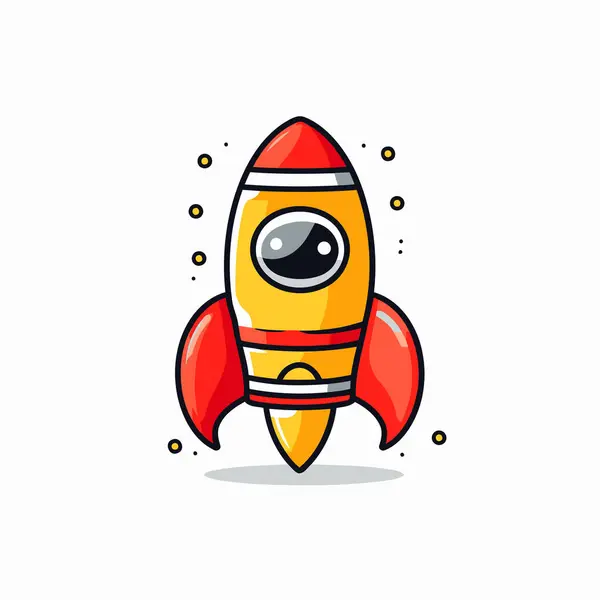 Rocket Icon Flat Style Spaceship Vector Illustration White Background — Stock Vector