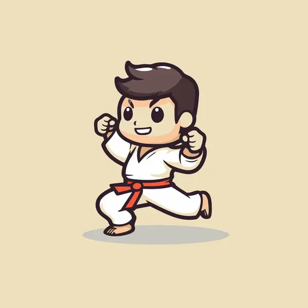 Taekwondo Cartoon Mascot Character Vector Illustration Design — Stock Vector