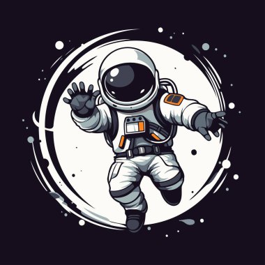 Uzayda bir astronot. Tişört için vektör illüstrasyonu.
