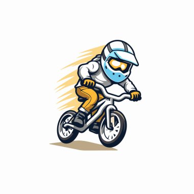 Vector illustration of a motocross racer in helmet riding a motorcycle clipart