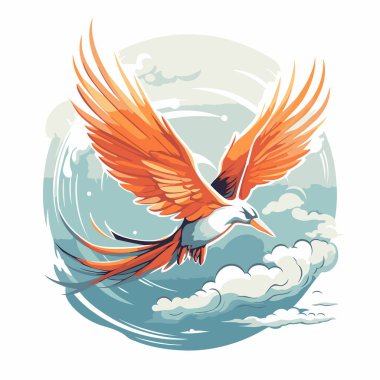 Gökyüzünde uçan leylek. Tasarımınız için vektör illüstrasyonu.