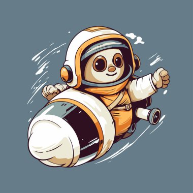 Uzay giysisi içinde sevimli bir astronot. Tasarımınız için vektör illüstrasyonu