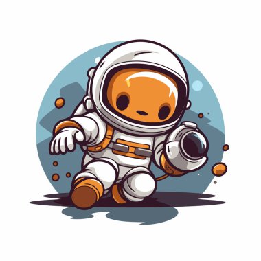 Astronot vektör simgesi. Web için astronot vektör simgesinin çizgi film çizimi