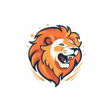 Aslan başlı maskot logosu şablonu. Aslan başı vektör logosu şablonu.