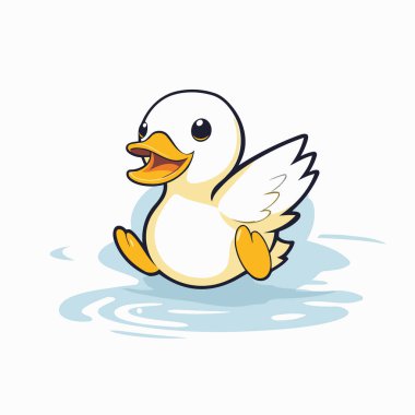 Beyaz arka planda şirin bir ördeğin resmi. vektör illüstrasyonu