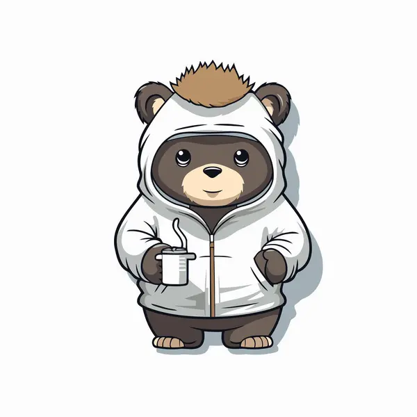 Mignon Ours Panda Dans Sweat Capuche Blanc Illustration Vectorielle — Image vectorielle