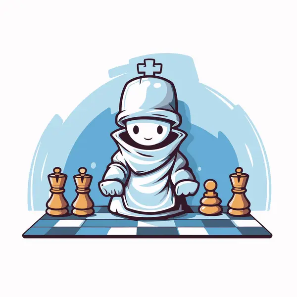 Cartoon Astronaut Playing Chess Vector Illustration Cartoon Astronaut Playing Chess — Stock Vector