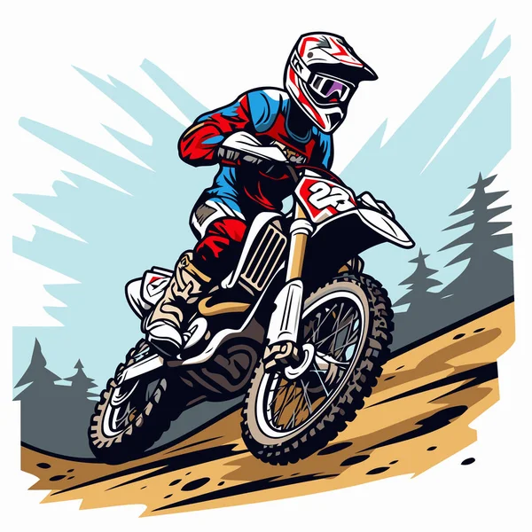 Motocross Coureur Sur Piste Illustration Vectorielle Motocross — Image vectorielle