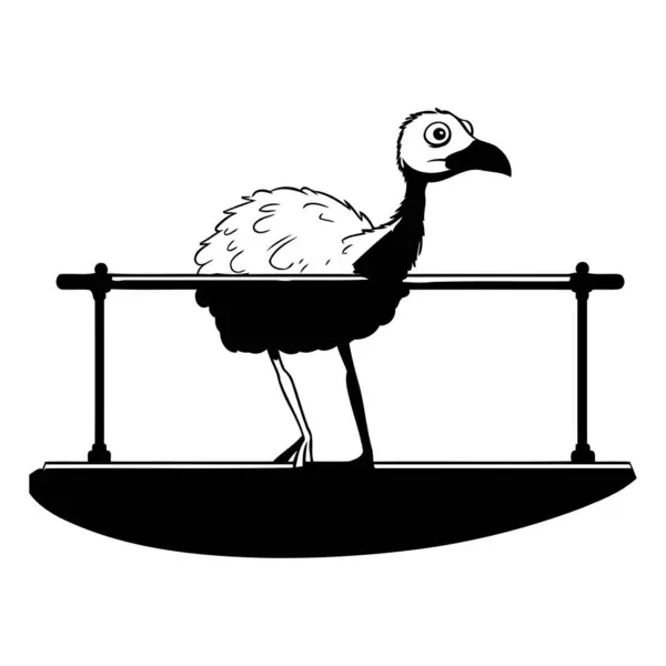 Elegant Ostrich Bird Boat Vector Illustration Graphic Design — Stock Vector