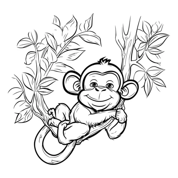Monkey Cartoon Design Animal Zoo Life Nature Character Childhood Adorable — Stock Vector