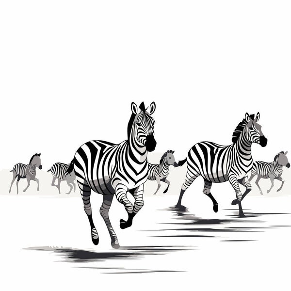 zebra and zebra running on a white background. vector illustration