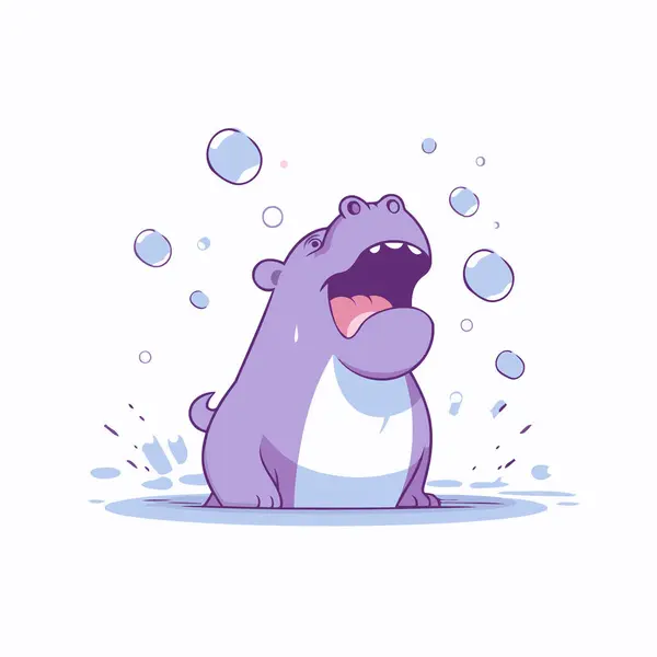 Cute Hippopotamus Vector Illustration Funny Cartoon Hippo Character — Stock Vector
