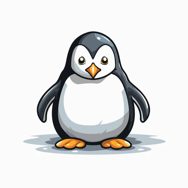 Roztomilý Tučňák Bílém Pozadí Kreslený Vektorový Obrázek — Stockový vektor