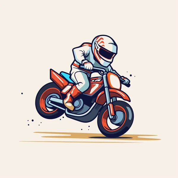 Motorcyclist Riding Motorcycle Vector Illustration Retro Style — Stock Vector