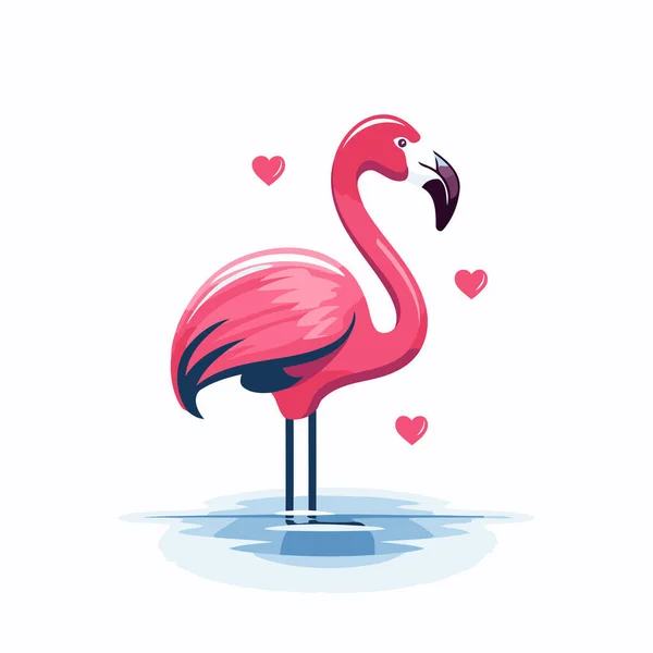 粉红火烈鸟的心脏在白色的背景 矢量说明 — 图库矢量图片