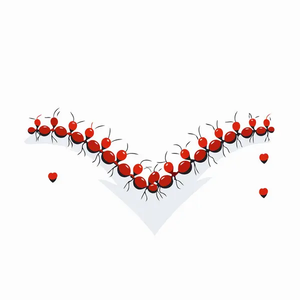 Ants Heart White Background Vector Illustration Eps — Stock Vector