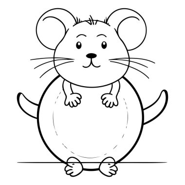 Beyaz arka planda sevimli bir farenin vektör çizimi. Çocuklar için boyama kitabı