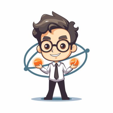 İşadamı Turta Çizelgesi - İş Konsepti Çizgi Film Vektörü İllüstrasyonu.