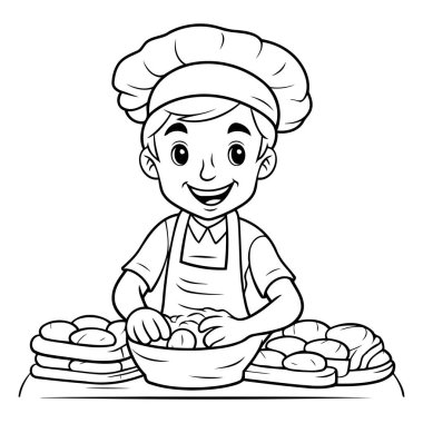 Siyah ve Beyaz Çizgi Film Çizgi Filmi Küçük Aşçı Karakterinin Çizgi Roman Sepeti ile