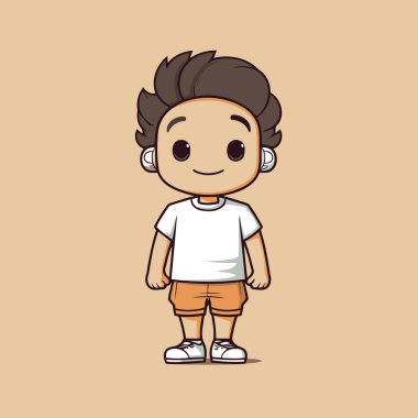 Sevimli çocuk çizgi film karakter çizimi tasarımı. Sevimli çizgi film çocuğu..