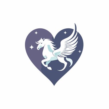 Pegasus Logo Şablonu vektör çizimi tasarımı. Vektör illüstrasyonu.