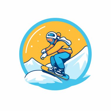 Snowboardcu. Kayakçı. Snowboard sporcusu. snowboardcu vektör çizimi.