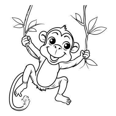 Bambu maymunu. Çocuklar için boyama kitabı için Vektör illüstrasyonu.