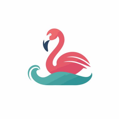 Flamingo vektör logosu tasarımı. Yüzen flamingo simgesi.