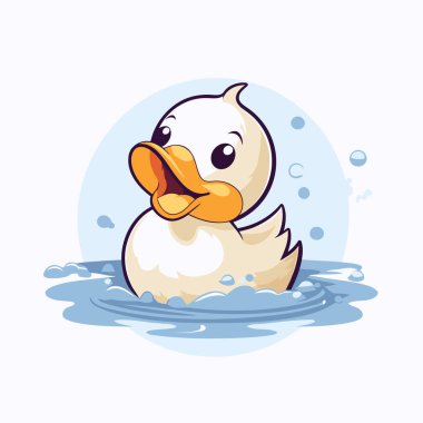 Suda yüzen şirin bir ördek tasviri. vektör illüstrasyonu