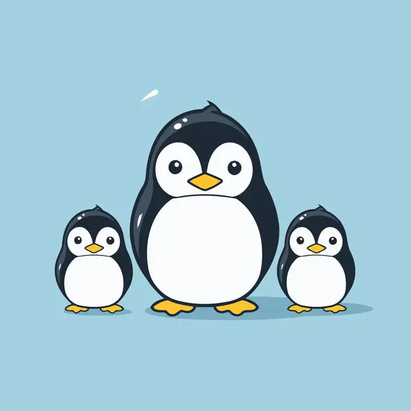 Pinguinfamilie Vektorillustration Niedlicher Cartoon Pinguin — Stockvektor