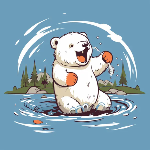 Polar Bear Water Vector Illustration Cartoon Character — Stock Vector