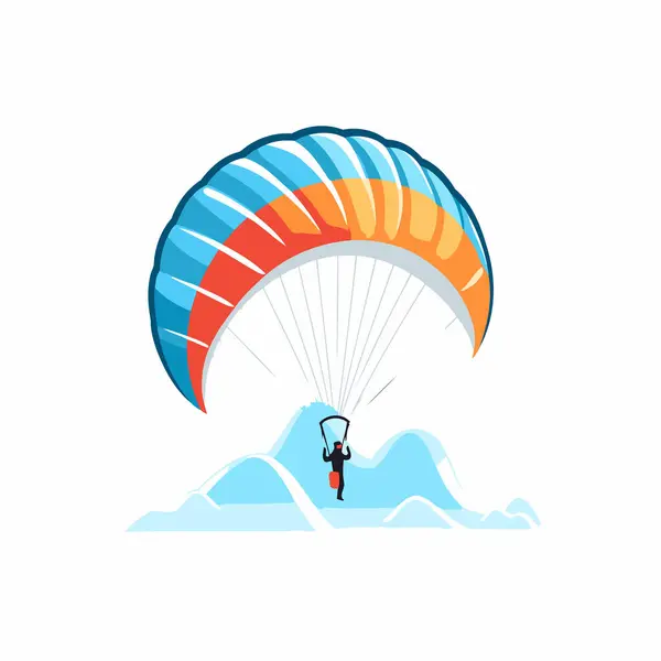 Paraglider Flying Sky Extreme Sport Vector Illustration — Stock Vector