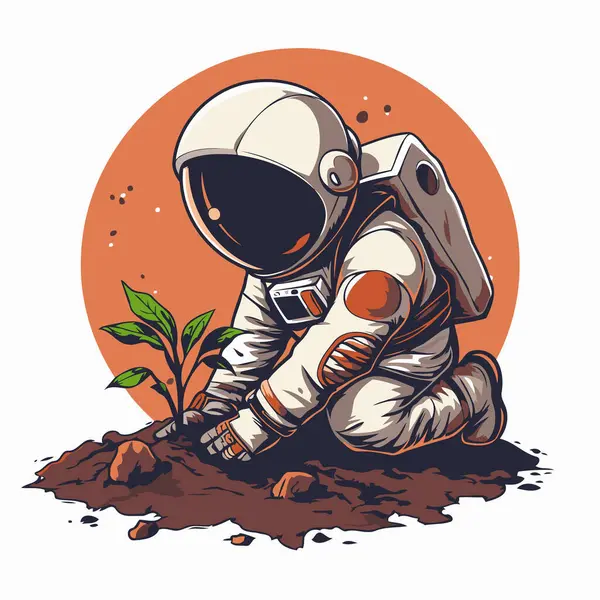 Astronaut Plant Vector Illustration Astronaut Space — Stock Vector