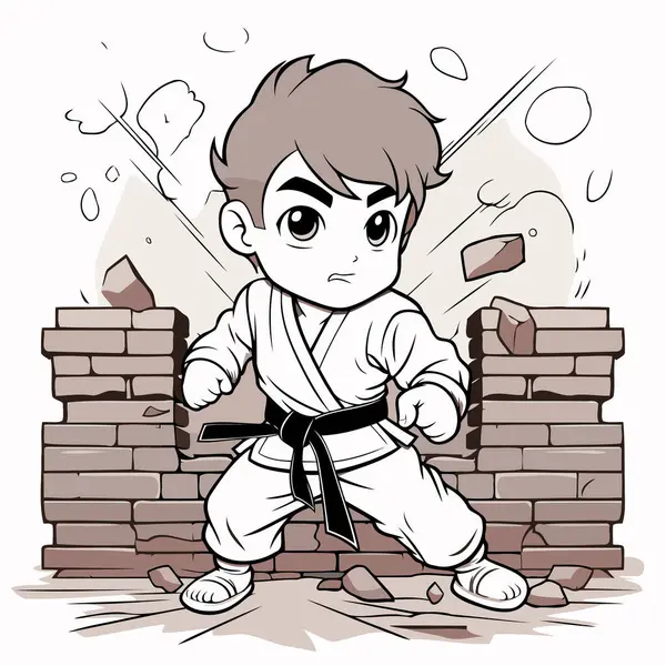 Karate Boy Vector Illustration Karate Boy Kimono — Stock Vector
