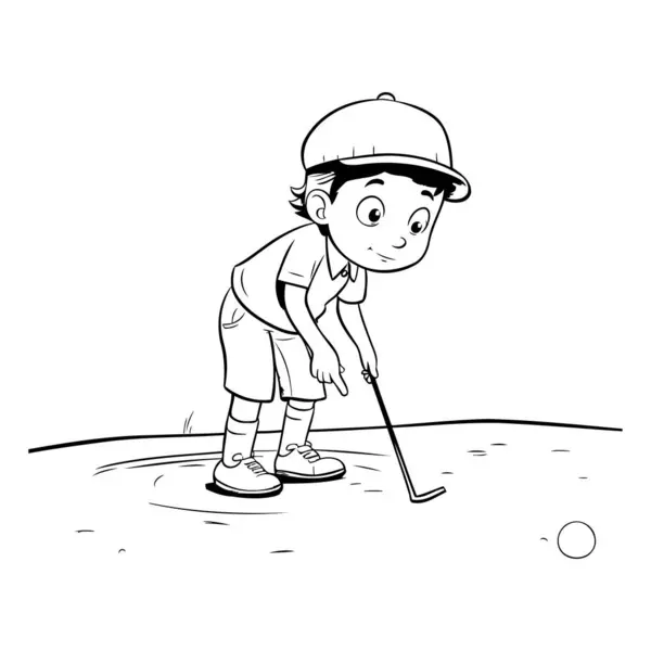Cartoon Boy Playing Golf Vector Illustration Boy Playing Golf — Stock Vector