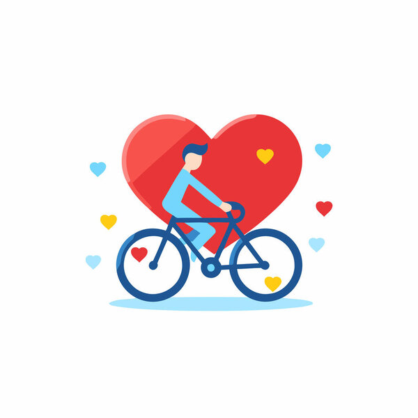 Bicycle with heart icon. Vector illustration in flat design style.