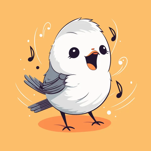 Cute Cartoon Bird Vector Illustration Cute Bird Orange Background — Stock Vector