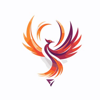 Phoenix Kuş Logosu Tasarım Şablonu. Soyut Kuş Logosu Tasarım Vektörü İllüstrasyonu