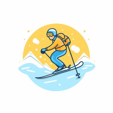 Kayak yapıyorum. Snowboard sporcusu. kayakçı vektör çizimi.