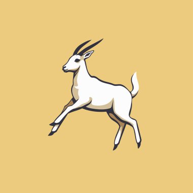 Sarı arka planda beyaz bir ceylanın vektör görüntüsü.