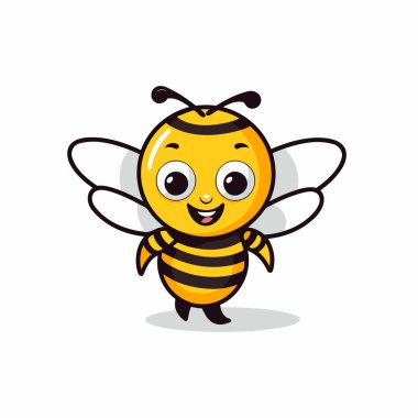 Şirin Arı Çizgi Filmi Maskot Karakteri. Vektör İllüstrasyonu.
