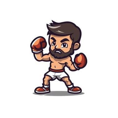 Boks dövüşçüsü karakteri maskot çizimi. Maskot tasarımı